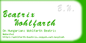 beatrix wohlfarth business card